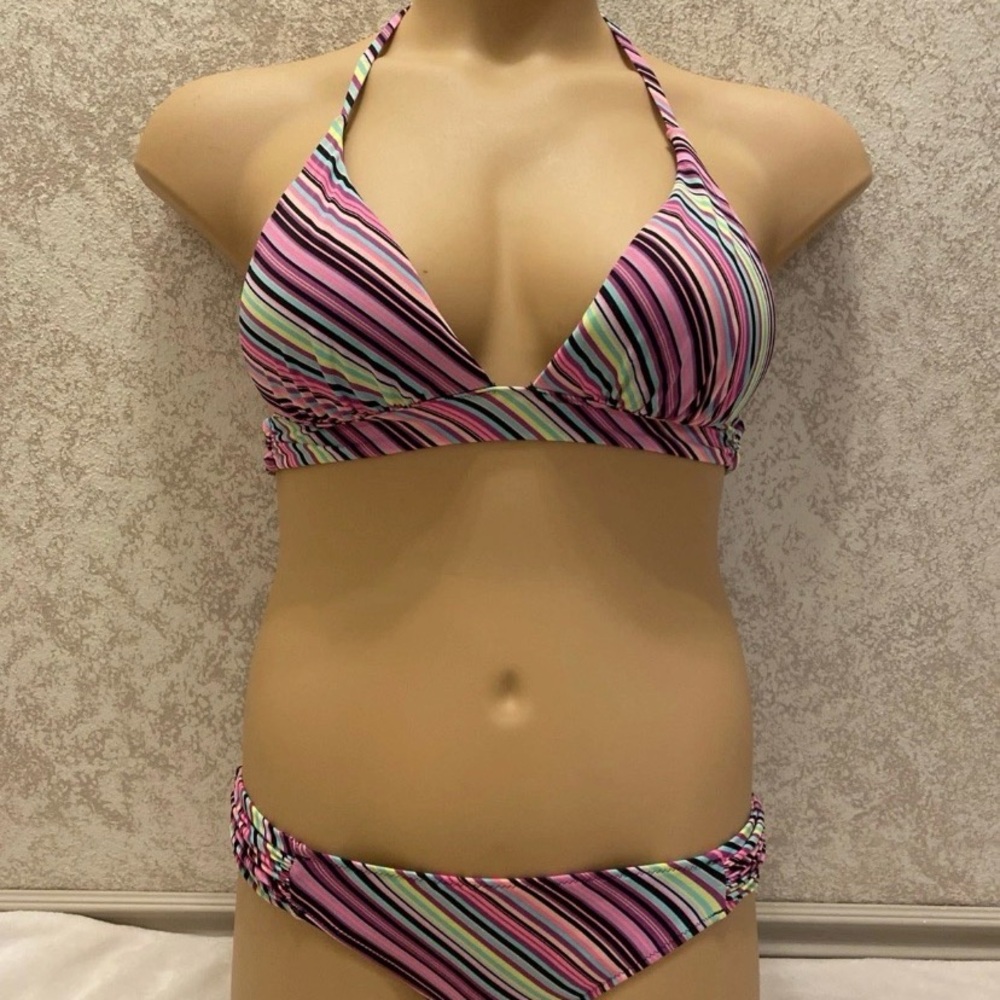 Victoria's Secret Striped Halter Multicolored Bikini